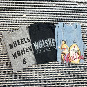 Whiskey & Beer Assorted Lot of 3 Short Sleeve Crewneck T-Shirts